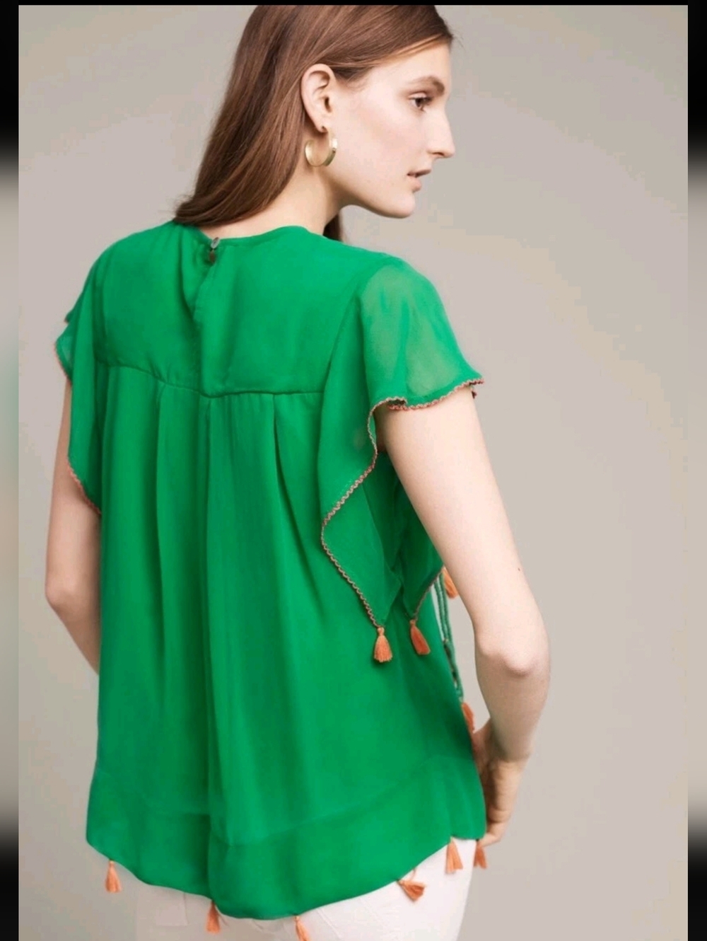 Anthropologie Emerald Tassel Top by Banjanan - Picture 3 of 10